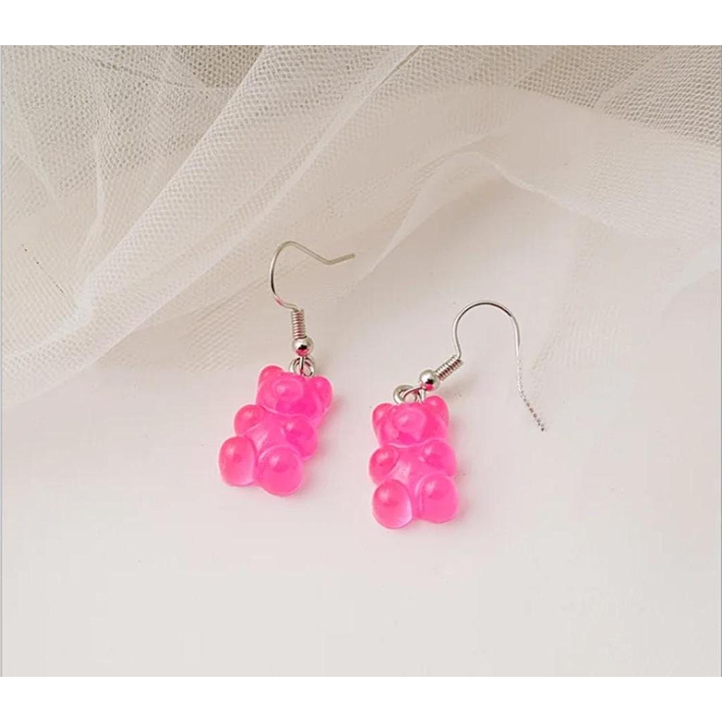 Aretes de osito gomita fucsia