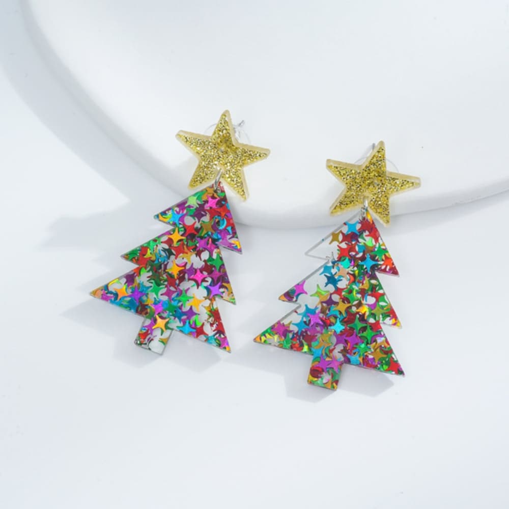 Aretes arbolitos de navidad con estrellas