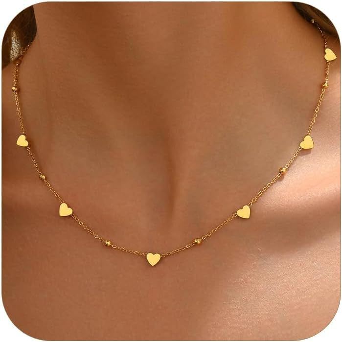 Collar de corazones con baño de oro