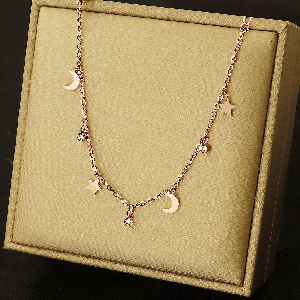 Pulsera de lunas y estrellas baño de oro